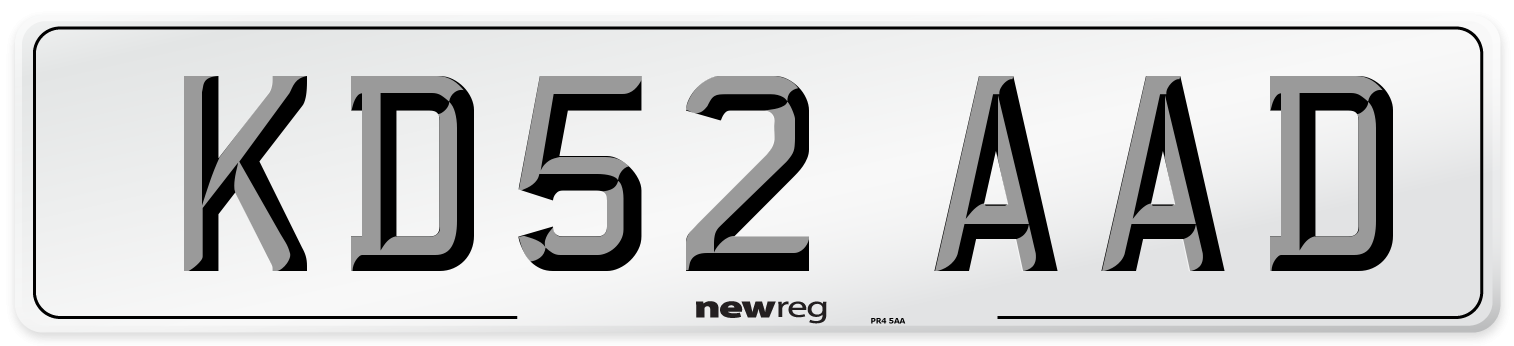 KD52 AAD Number Plate from New Reg